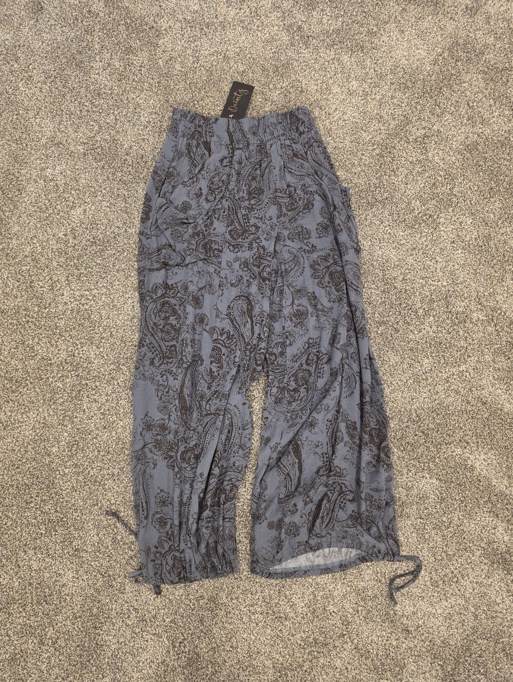 Final Touch Blue Paisley Drawstring Joggers